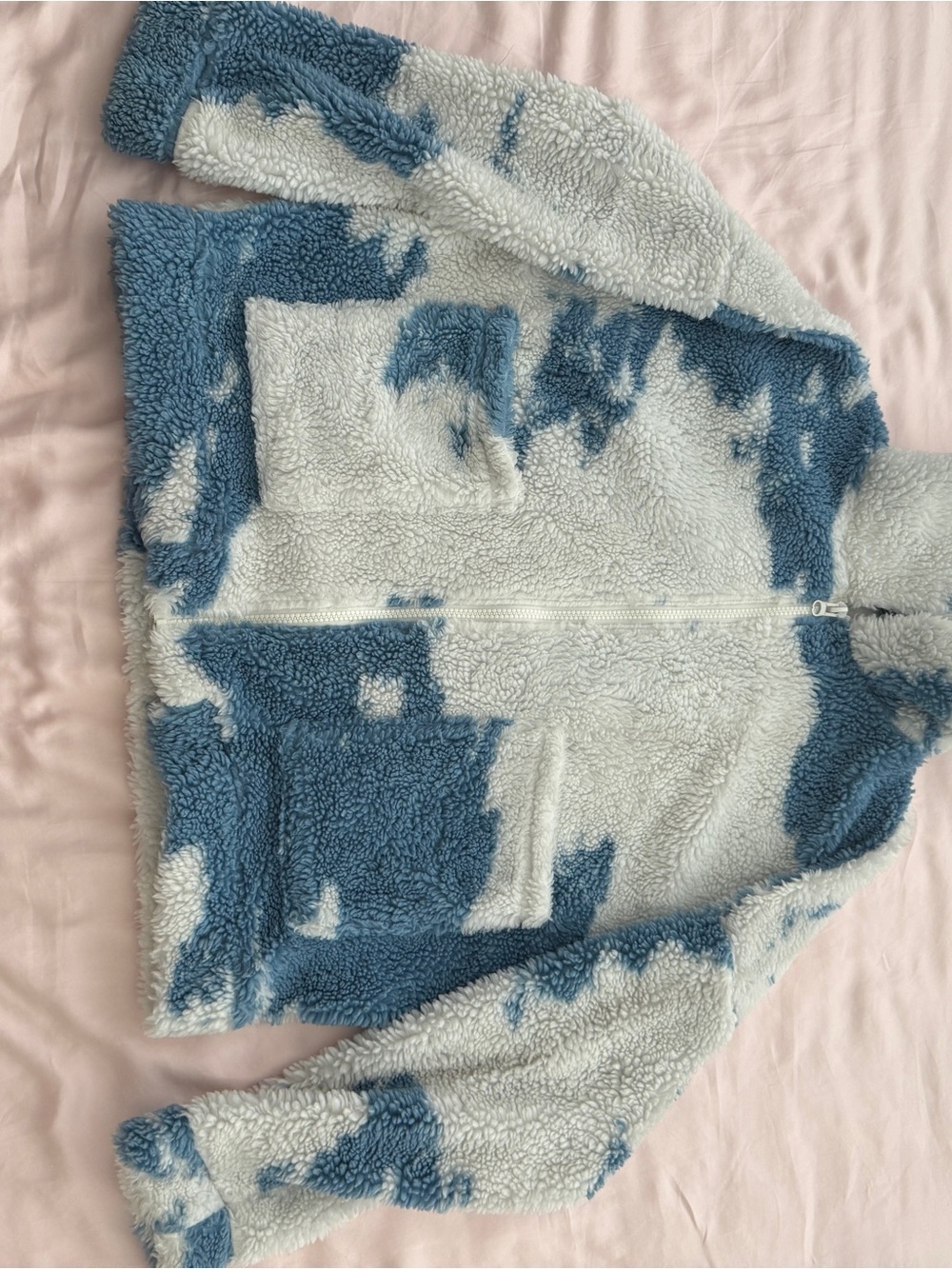 Jaded London Cozy Blue & White Sherpa Zip-Up Jacket
